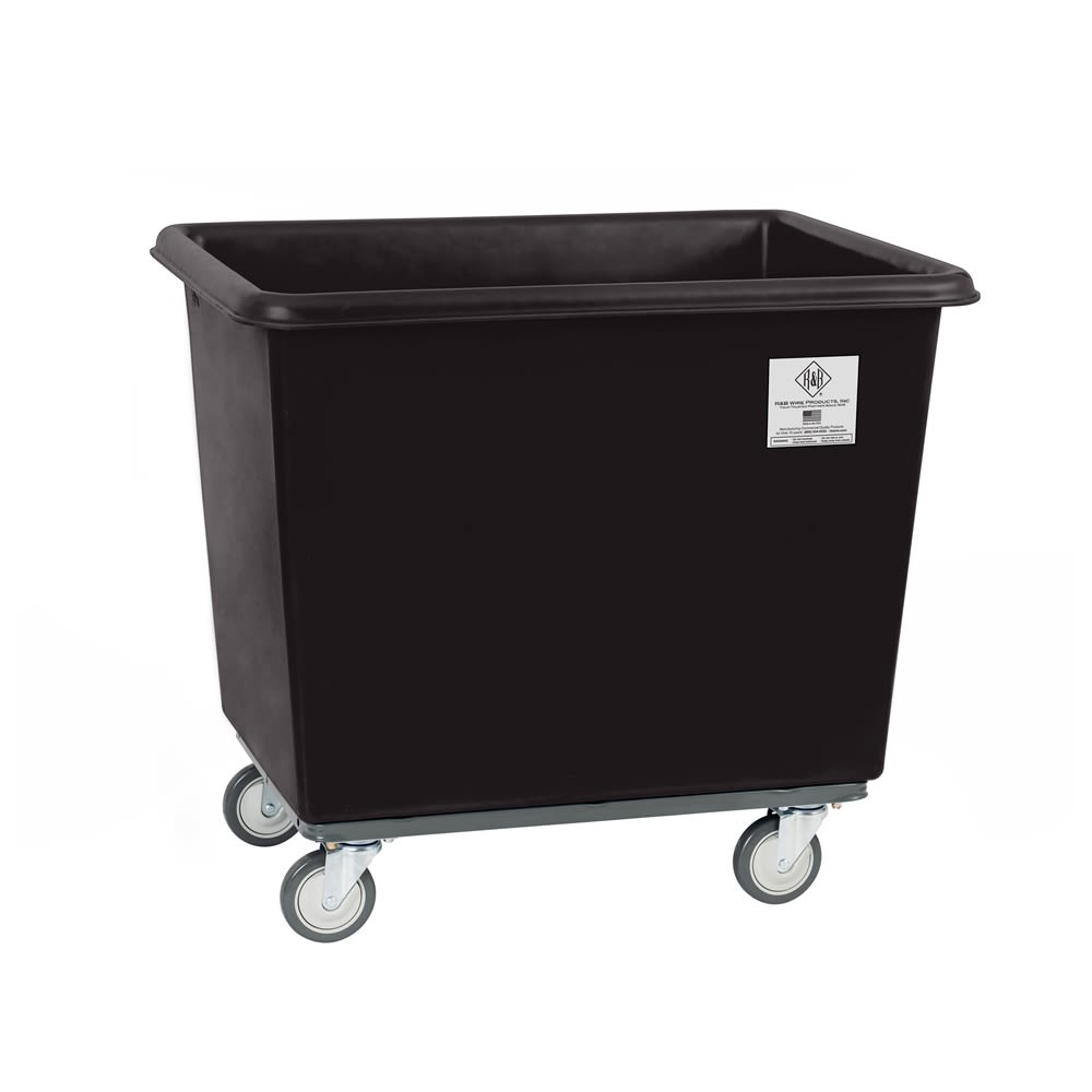 R&B Wire 14 Bushel Heavy Duty Poly Truck, All Swivel Casters, Black